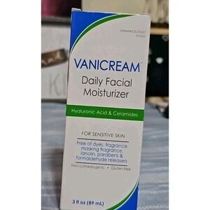 VANICREAM Daily Facial Moisturizer For Sensitive Skin Fragrance Free 3 Oz NEW